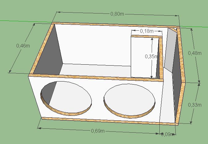 Чертеж короба под 2 12 сабвуфера