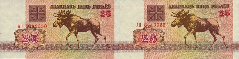Монеты и купюры мира №65 - 25 рублей (Беларусь)