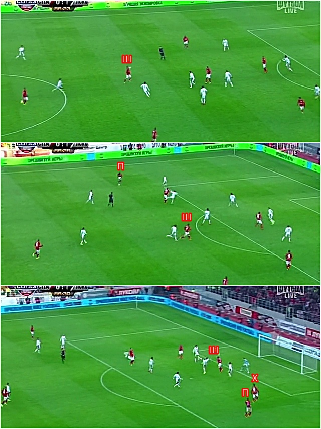 Роман Широков забивает в ворота Локомотива