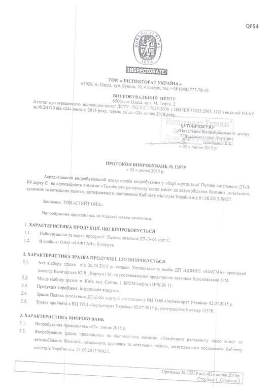 Паливо "БРСМ-Нафта" відповідає вимогам ДСТУ, - випробувальний центр "Інспекторат Україна"