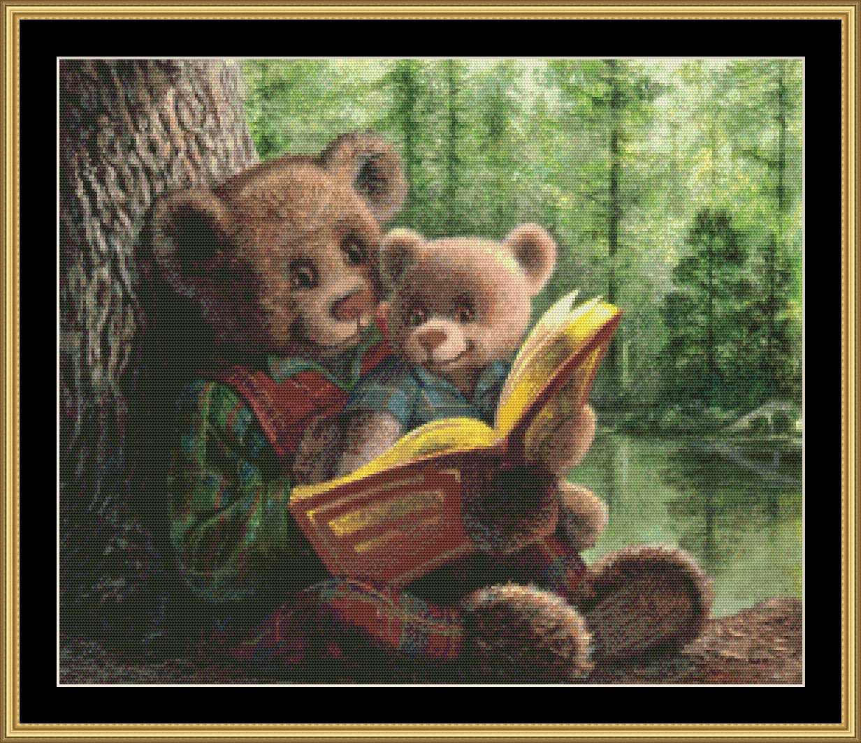 Девочка медведя читать. Мишки художник John Bindon. Медвежонок с книжкой. Мишки в книжке. Медведь сказочный.
