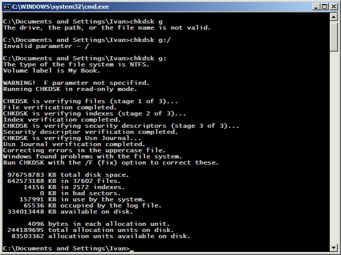 Chkdsk x r