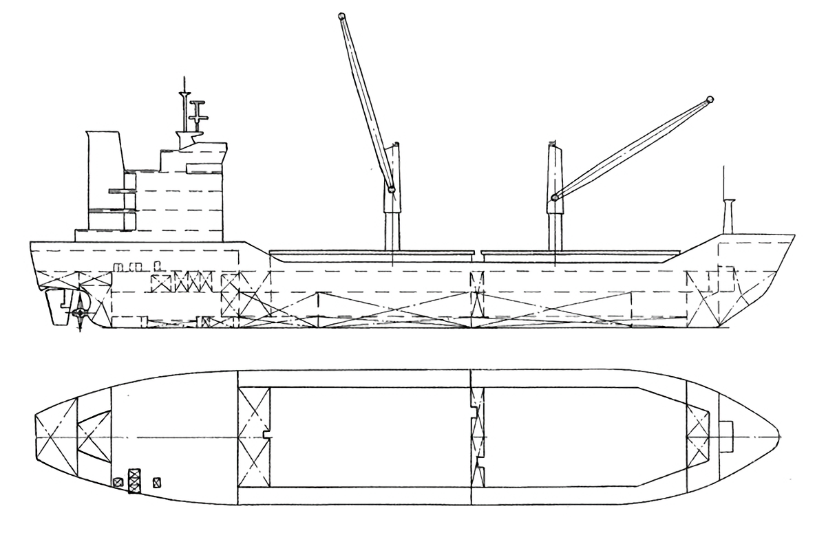 Чертеж грузового судна