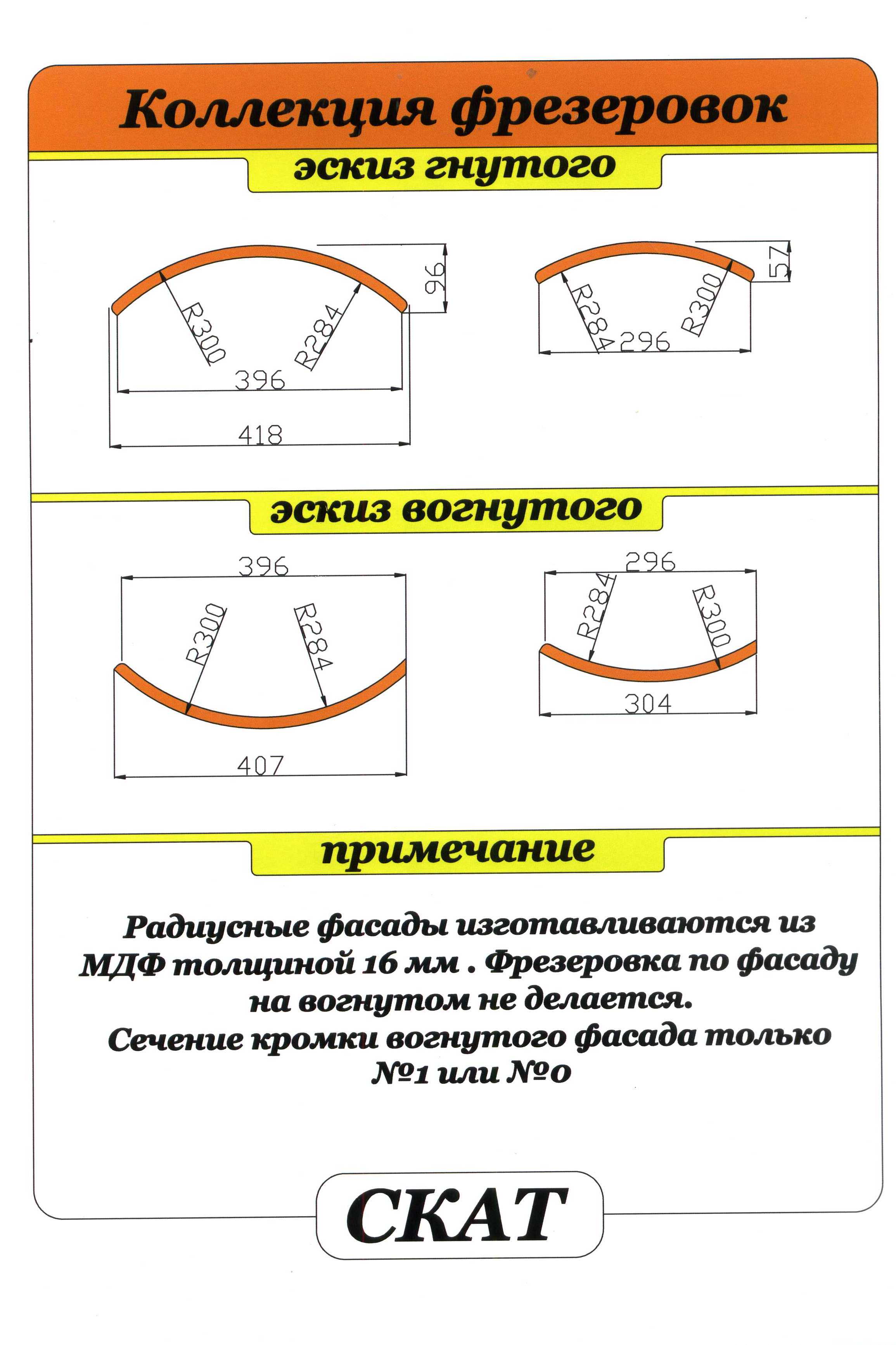 радиусный фасад мдф размеры